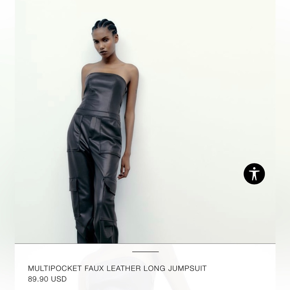 Zara Viral Vegan Leather Jumpsuit (Grey)